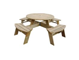 Rowlinson ronde houten picknicktafel 200(Ø)cm