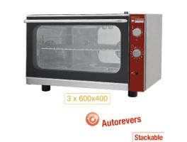 Elektrische convectieoven 3x 600x400 mm + manuele bevochtiger