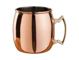 Beaumont Koper Gebogen Moscow Mule Mok met Messing Handvat 500ml