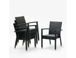 Bolero polyrotan stoelen met armleuning antraciet (4 stuks)