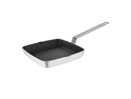 Vogue aluminium vierkante anti-aanbak teflon geribbelde grillpan 24cm