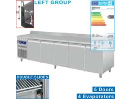 Geventileerde koeltafel "muraal", 5 deuren GN 1/1, 700 Lit. groep aan linkerkant