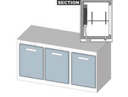 Gekoelde reserve toonbank, geventileerde koeling, 3 deuren, met groep