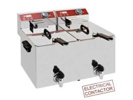 Elektrische friteuse tafelmodel 2x 8 liter + aftapkraan