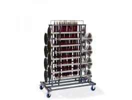 Elegance Trolley for 16 Barriers and Barrier cords, Hammerite, 129x76x180cm (BxTxH)