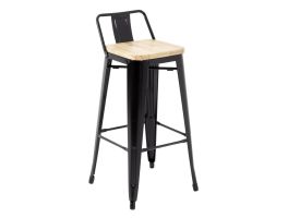 Bolero Bistro hoge barstoel met houten zitting zwart (4 stuks)