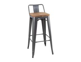 Bolero Bistro hoge barstoel met houten zitting grijs (4 stuks)