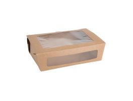 Fiesta Compostable composteerbare saladebakken met PLA vensters 1600ml (200 stuks)