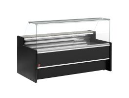Geventileerde gekoelde vitrinetoonbank- met recht frontglas 90° met reserve - ZWART
