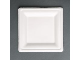 Fiesta Compostable composteerbare bagasse borden vierkant 159mm (50 stuks)