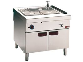 Gasbain-marie 2 GN 1/1 + 2 GN 1/3, open onderstel "centrale doorgang"