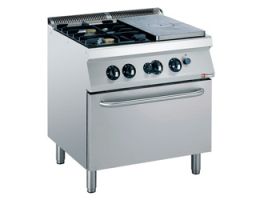 Fornuis 2 vuren  5,5 kW + 1/2 doorkookplaat + gasoven GN 2/1 "Medium 1700"