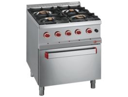 Gasfornuis 4 gasbranders met elektrische oven GN 2/1