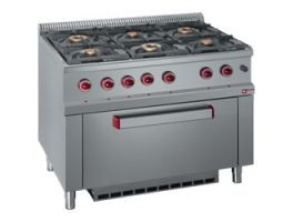 Gasfornuis 6 branders met maxi gasoven 1 deur