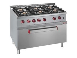 Gasfornuis 6 branders met maxi gasoven 1 deur