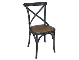 Bolero houten stoel met gekruiste rugleuning black wash (2 stuks)