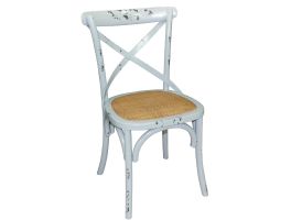 Bolero houten stoel met gekruiste rugleuning antiek blue wash (2 stuks)