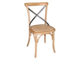 Bolero houten stoel met gekruiste rugleuning naturel (2 stuks)