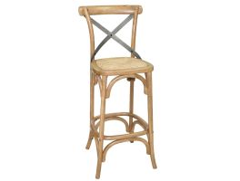 Bolero houten barkruk met gekruiste rugleuning naturel