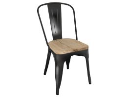 Bolero Bistro stalen stoelen met houten zitting zwart (4 stuks)