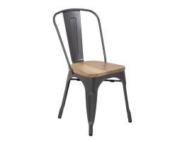Bolero Bistro stalen stoelen met houten zitting grijs (4 stuks)