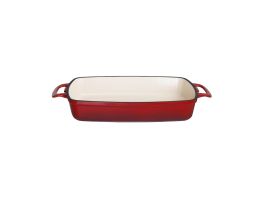 Vogue rechthoekige gietijzeren ovenschaal rood 1,8L
