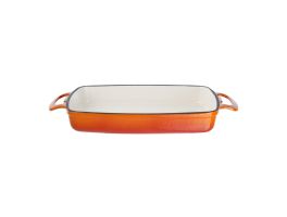 Vogue rechthoekige gietijzeren ovenschaal oranje 1,8L