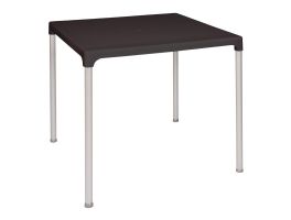 GJ970 - Bolero vierkante zwarte tafel met aluminium poten 75 cm