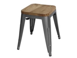 Bolero Bistro stalen kruk met houten zitting - grijs (4 stuks)