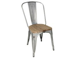 Bolero Bistro gegalvaniseerd stalen stoelen met houten zitting (4 stuks)