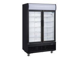 Polar G-Serie Rechtopstaande Scharnierdeur Display Koeling met Lichtbak 950Ltr Zwart