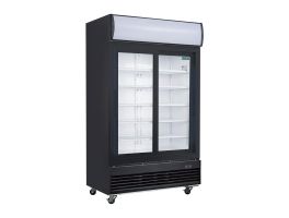 Polar G-Series Rechtopstaande Schuifdeur Displaykoeling met Lichtbak 950Ltr Zwart