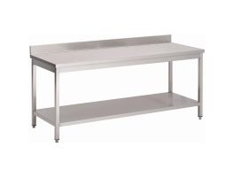 Gastro M RVS werktafel met onderblad en achteropstand 88x100x60cm