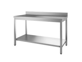 Gastro M RVS werktafel met onderblad en achteropstand 85x70x70cm