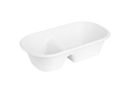 Fiesta Composteerbare Bagasse Ovale 2-Vak Container 900ml (Pak Van 100)