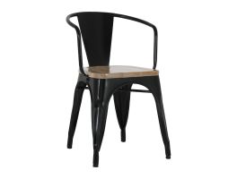 Bolero Bistro Curve Armstoelen met Houten Zitting Zwart (4 stuks)