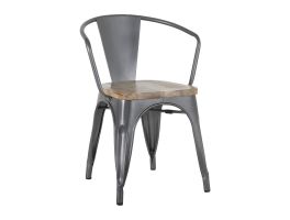 Bolero Bistro Curve Armstoelen Met Houten Zitting Donkergrijs (4 stuks)