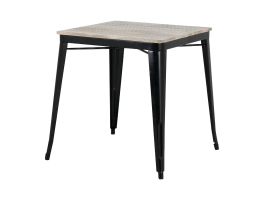 Bolero Bistro Eettafel Met Lattenblad Van Mangohout En Zwarte Poot 650mm