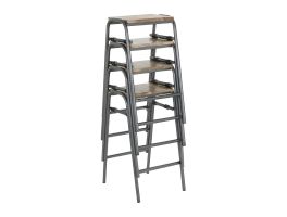 Bolero Cantina compacte barkrukken met mangohouten zitting Gunmetal (4 stuks)