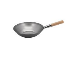 Vogue lichtstalen wok met vlakke bodem 330 mm