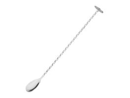 Olympia RVS gedraaide cocktaillepel met stamper 27cm
