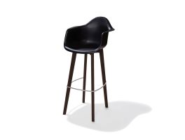 Keeve Barchair Black with armrest, birchwood Frame and Plastic seat, 59x61x119cm (BxTxH), 506FD02SB