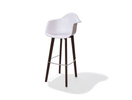 Keeve Barchair white with armrest, birchwood Frame and Plastic seat, 59x61x119cm (BxTxH), 506FD02SW