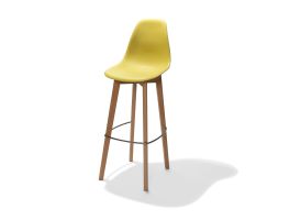 Keeve Barchair yellow without armrest, birchwood Frame and Plastic seat, 53x47x119cm (BxTxH), 506F01SY