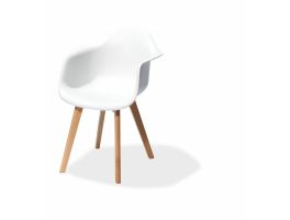 Keeve Stackable Chair white with armrest, birchwood Frame and Plastic seat, 61,5x61x83cm (BxTxH), 505F02SW