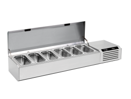 TEK - Opzetkoelvitrine met RVS deksel GN1/3 RVS deksel - 
6 X GN1/3 zonder bakjes TOPCOLD