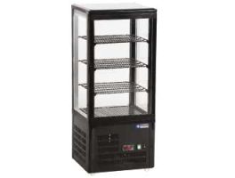 Vitrine tafelmodel geventileerd, 4 glazen zijden, 4 niveau "Black"