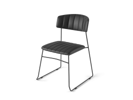 Mundo Stacking Chair black, artificial leather upholstered, fire retardant, 54x55x79cm (BxTxH), 53002