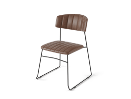 Mundo Stacking Chair Cognac, artificial leather upholstered, fire retardant, 54x55x79cm (BxTxH), 53001