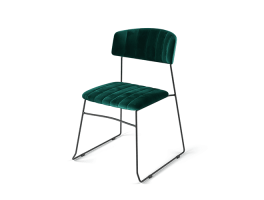 Mundo Stacking Chair green, velvet upholstered, fire retardant, 54x55x79cm (BxTxH), 53003